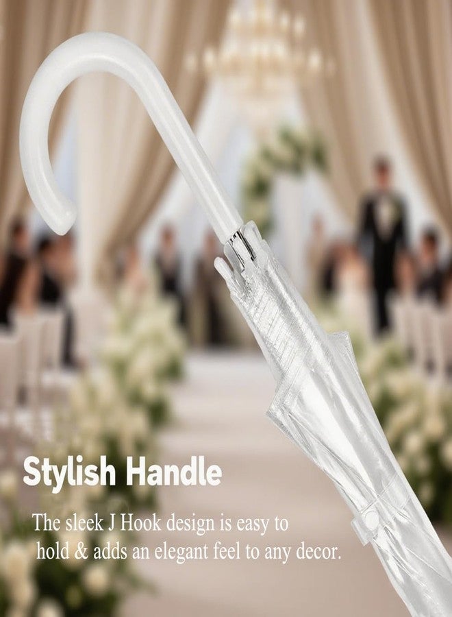 Kvittra 18 Pack Clear Wedding Umbrellas - Bulk 36" Transparent Bubble Umbrellas, Auto Open & Windproof with J-Hook Handle - Waterproof Canopy for Bride, Groom, Photography, Golf, Outdoor Events - Image 3